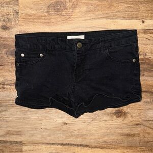 Black Micro Denim Shorts